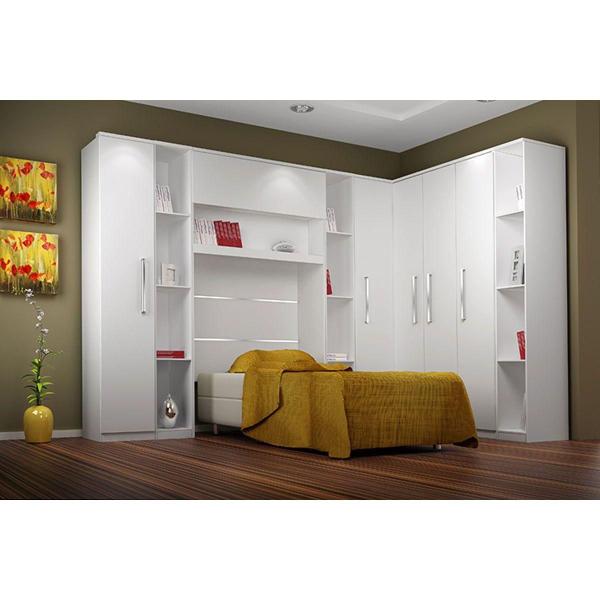 Imagem de Modulado de Quarto Guarda Roupa Canto Reto Gold Bari c/ 1 Porta Freijo Cumaru - Novo Horizonte