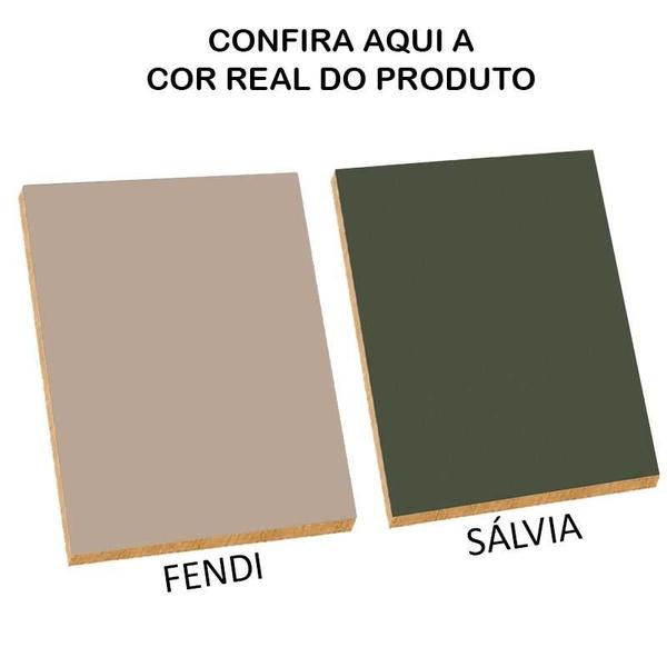 Imagem de Módulo Balcão 20cm 1 Porta 100% MDF Cozinha Modulada Provence Robel Fendi/Salvia