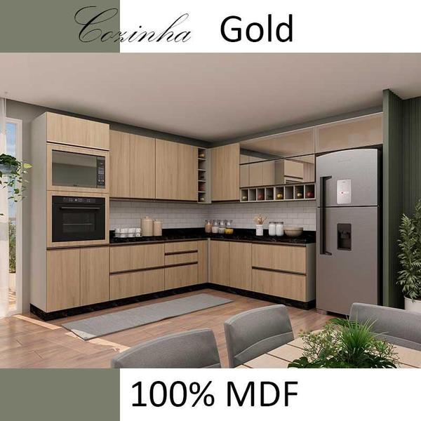 Imagem de Módulo Balcão 70cm 1 Gaveta 1 Porta Basculante 100% MDF Cozinha Modulada Gold Robel Fendi/Hanover