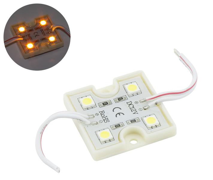 Imagem de Módulo c/4 Leds Alto Brilho 12v Ip65 5050 36x36x4 - Amarelo