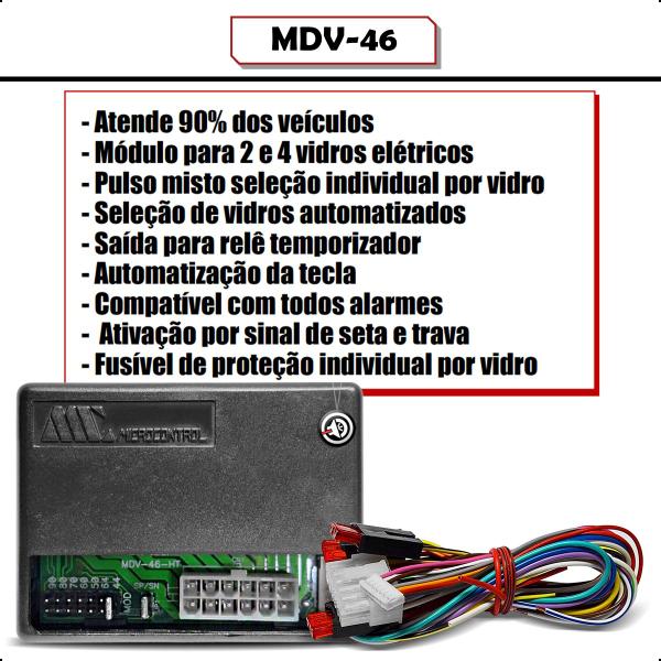 Imagem de Modulo Central Universal Automação de Subida para 2 e 4 vidros Elétricos carro Microcontrol Mdv-46