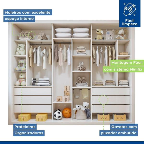 Imagem de Módulo Closet Infantil sem Portas 6 Gavetas Amara Branco