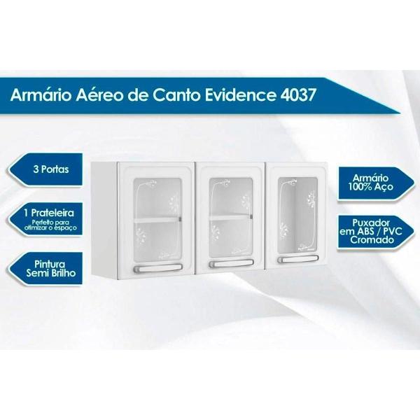 Imagem de Módulo Cozinha Bertolini Evidence Armário  7009 3 Portas c/Vidro Branco/Preto