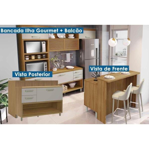 Imagem de Módulo Cozinha Nesher Princesa c/ 1 Porta e 2 Gavetas 120cm Freijo/Off White-Nesher