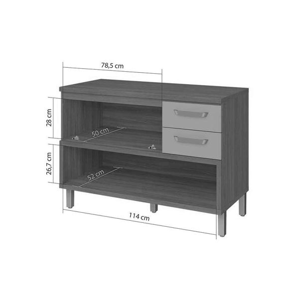 Imagem de Módulo Cozinha Nesher Princesa c/ 2 Portas e 3 Gavetas 200cm Freijo/Off White-Nesher