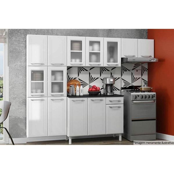 Módulo Cozinha Telasul Topázio Paneleiro 6 Portas (2 c/ Vidro) Branco/Preto Imagem de Módulo Cozinha Telasul Topázio Paneleiro 6 Portas (2 c/ Vidro) Branco/Preto