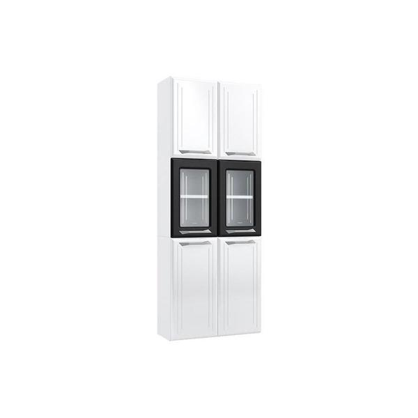 Módulo Cozinha Telasul Topázio Paneleiro 6 Portas (2 c/ Vidro) Branco/Preto Imagem de Módulo Cozinha Telasul Topázio Paneleiro 6 Portas (2 c/ Vidro) Branco/Preto
