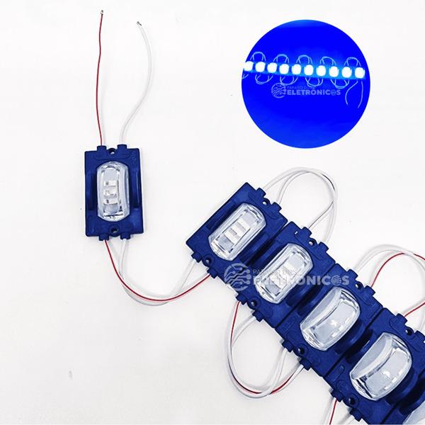 Imagem de Módulo De 3 Led Azul 2835 Barra 10 Peças Iluminação Decoração Instalação Simples TB1563