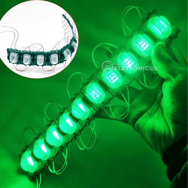 Imagem de Módulo De 3 Led Verde 2835 Barra 10 Peças Iluminação Decoração Instalação Simples TB1564