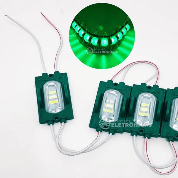 Imagem de Módulo De 3 Led Verde 2835 Barra 10 Peças Iluminação Decoração Instalação Simples TB1564