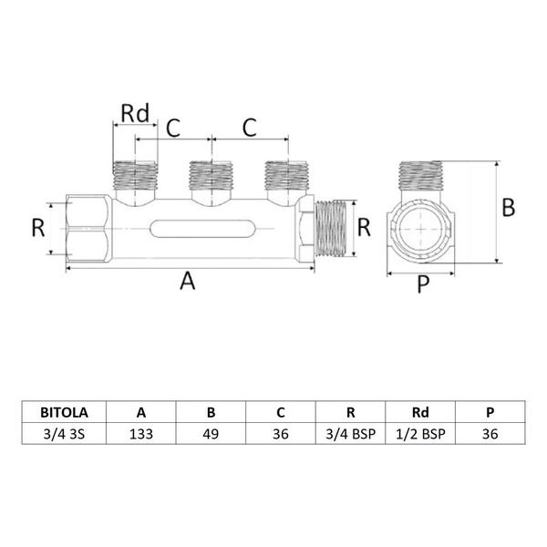 Imagem de Modulo de Distribuição PEX 3 Saídas 3/4" x 1/2" Amanco