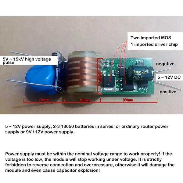 Imagem de Módulo de elevação do gerador de alta tensão TEAMNIGT 5V-12V