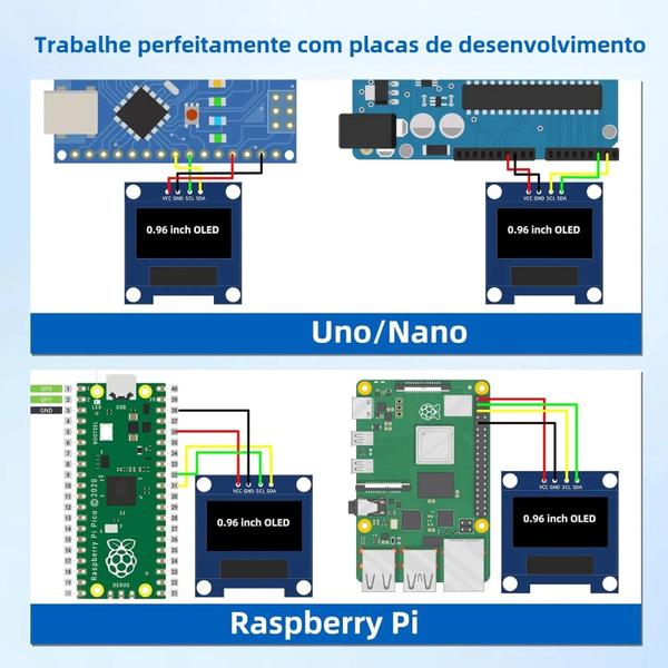 Imagem de Módulo De Exibição OLED De 128x64 Pixels Tela I2C SSD1306 De 0,96 Polegadas Para Arduino Raspberry