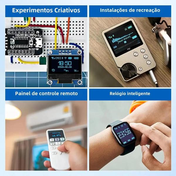 Imagem de Módulo De Exibição OLED De 128x64 Pixels Tela I2C SSD1306 De 0,96 Polegadas Para Arduino Raspberry