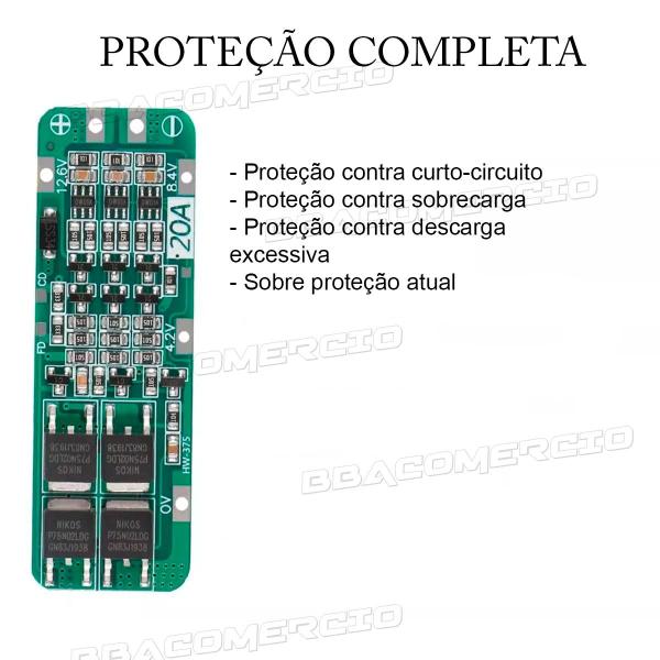 Imagem de Módulo de Proteção para Baterias Lítio 18650 3S 20A 12.6v