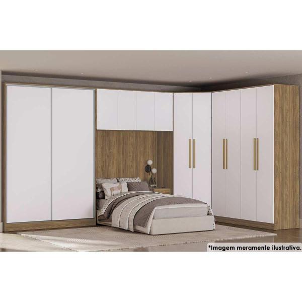 Imagem de Módulo de Quarto Casal Armário Ponte Aéreo N542 Adapt c/ 4 Portas Branco - Kappesberg