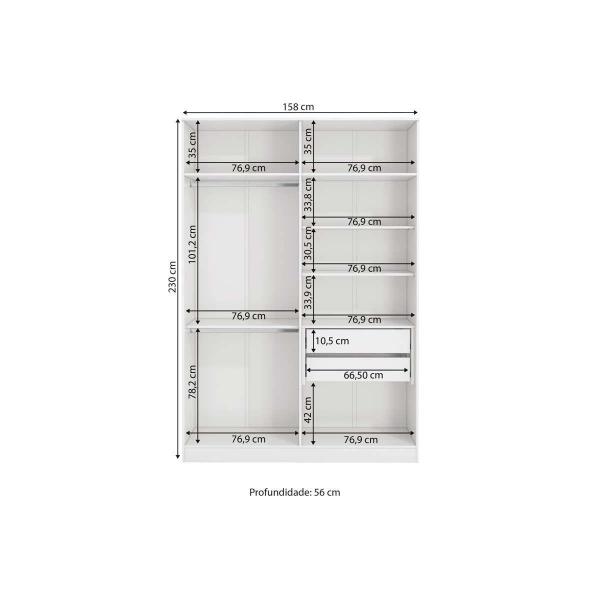 Imagem de Módulo de Quarto Casal Guarda Roupa Adapt N536 c/ 4 Portas e 2 Gavetas Nogueira - Kappesberg