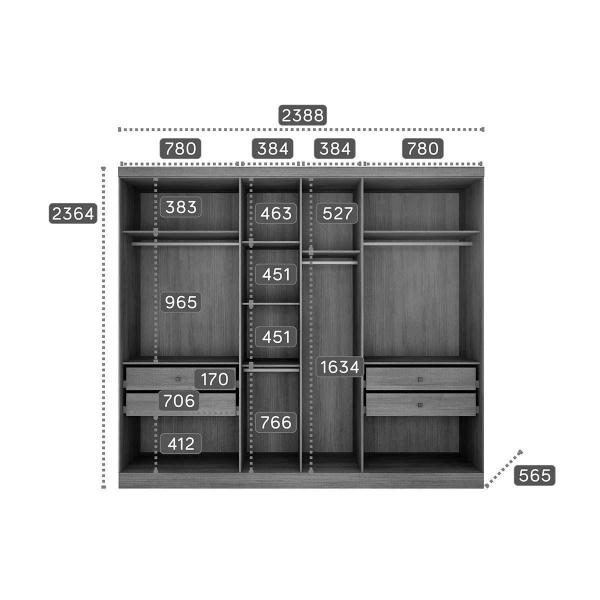 Imagem de Módulo de Quarto Casal Guarda Roupa Rizon c/ 6 Portas e 4 Gavetas Freijó/FendiOff - Novo Horizonte