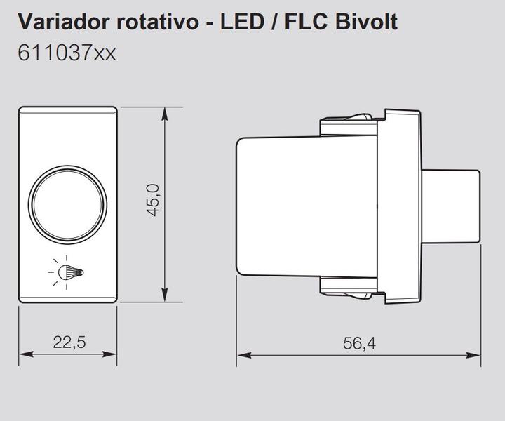 Imagem de Módulo Dimmer Variador LED Fluorescente Bivolt 611037BC Pial Plus+