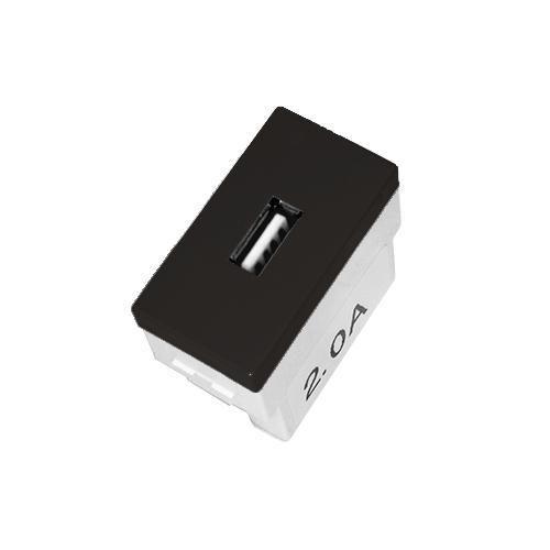 Imagem de Modulo Entrada Usb 2A - Recta Black Satin Fosco