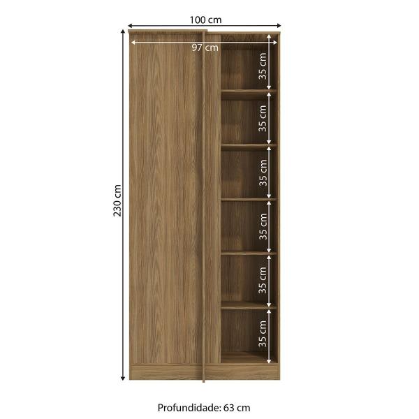 Imagem de Modulo Guarda-Roupa de Canto Adapt 5 Prateleiras Nogueira - Kappesberg