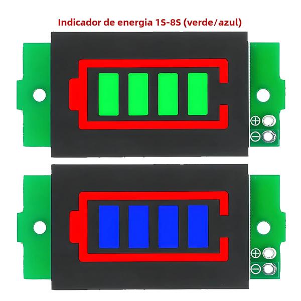 Imagem de Módulo Indicador de Bateria de Lítio 3.7V (1S-4S-8S) com Display Azul