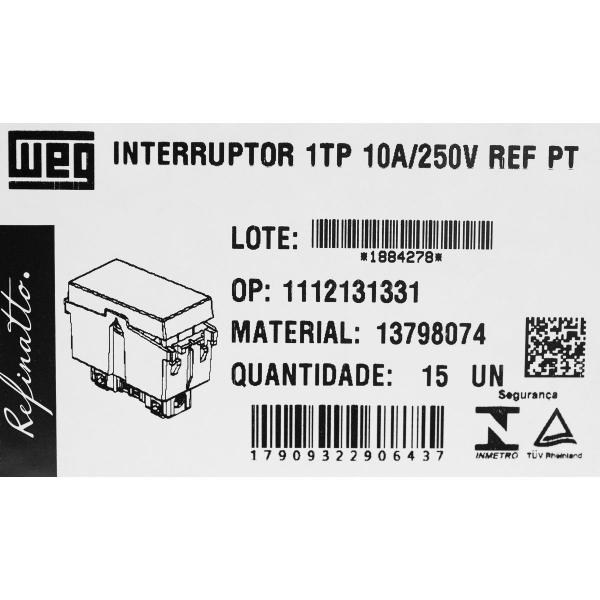 Imagem de Modulo Interruptor 10A Refinatto Weg Preto