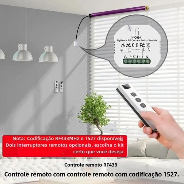 Módulo Interruptor de Cortina Inteligente Zigbee/RF433 - Smart Life/Tuya App Imagem de Módulo Interruptor de Cortina Inteligente Zigbee/RF433 - Smart Life/Tuya App