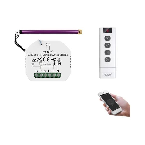 Módulo Interruptor de Cortina Inteligente Zigbee/RF433 - Smart Life/Tuya App Imagem de Módulo Interruptor de Cortina Inteligente Zigbee/RF433 - Smart Life/Tuya App