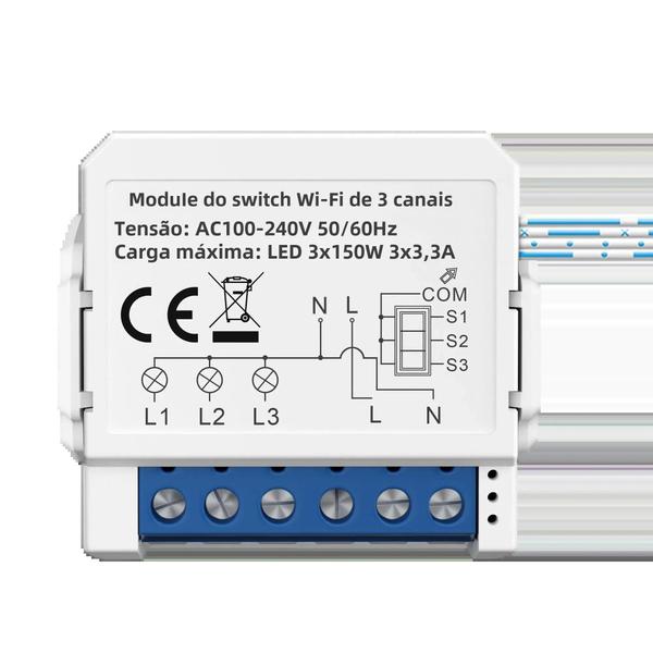 Imagem de Módulo Interruptor de Luz Wi-Fi Inteligente Tuya - 1/2/3/4 Gangues - Controle DIY