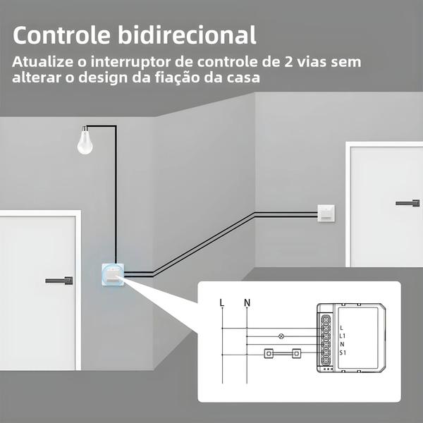 Imagem de Módulo Interruptor de Luz Wi-Fi Inteligente Tuya - 1 a 4 Gangs, Controle Bidirecional, Compatível com Alexa