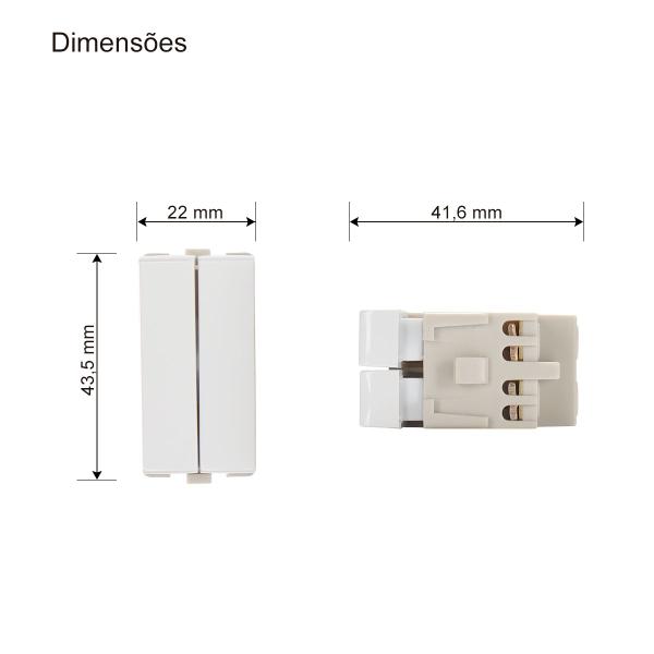 Módulo Interruptor Duplo 2 em 1 Simples Sleek Branco Margirius Imagem de Módulo Interruptor Duplo 2 em 1 Simples Sleek Branco Margirius
