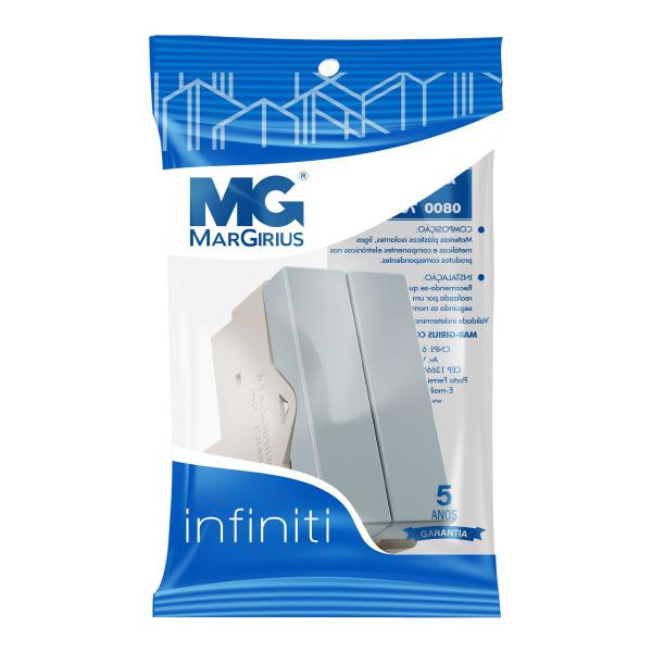 Módulo Interruptor Duplo Simples 10A Gris Infiniti Margirius Imagem de Módulo Interruptor Duplo Simples 10A Gris Infiniti Margirius