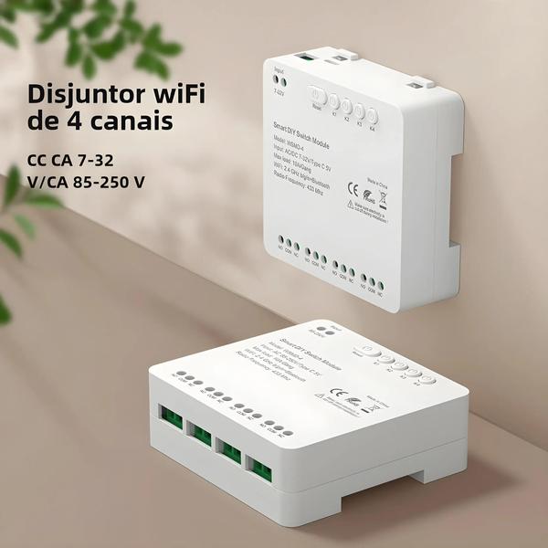 Imagem de Módulo Interruptor Inteligente 4 Canais - 7-32V/85-250V - Compatível com Alexa