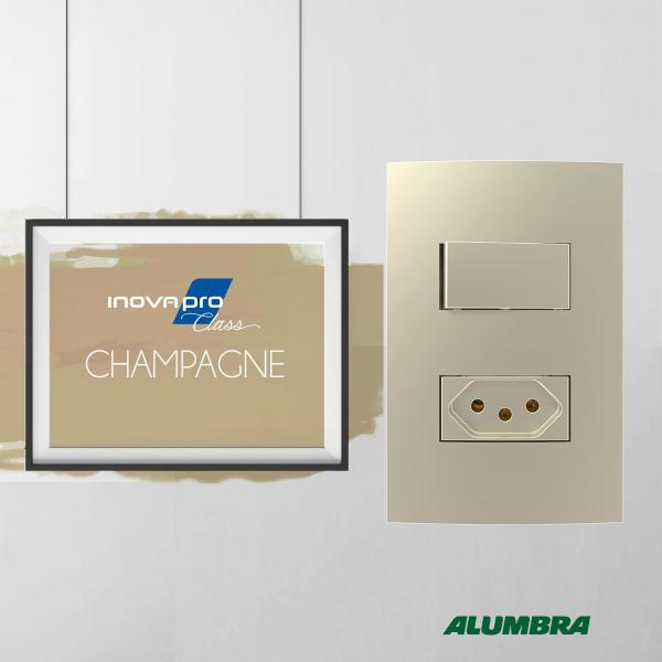 Módulo Interruptor Simples Alumbra Inova Pro Class Champagne Imagem de Módulo Interruptor Simples Alumbra Inova Pro Class Champagne