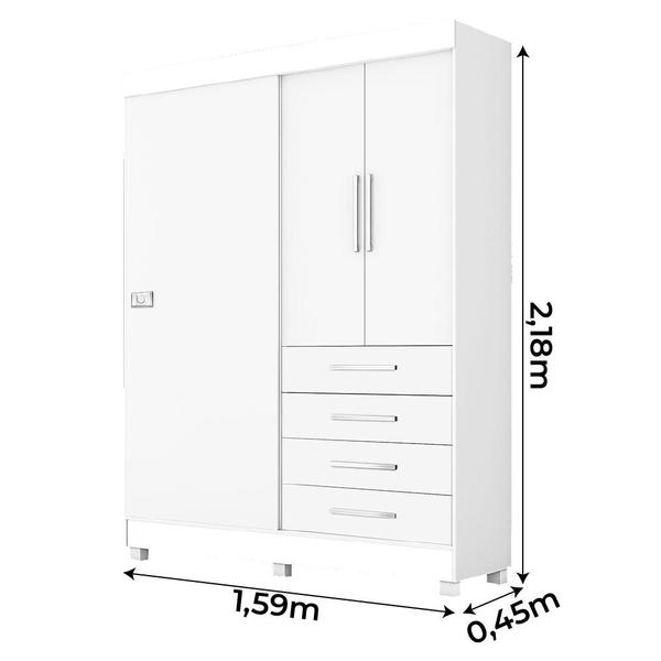 Imagem de Modulo Ja Georgia Guarda-roupa 3 Portas E 4 Gavetas Branco Fosco