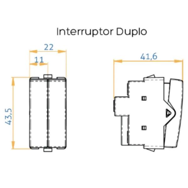 Imagem de Módulo Linha Sleek Interruptor Duplo Simples 10a 250v