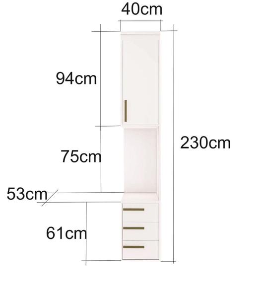 Imagem de Módulo Mesa de Cabeceira MDF Direito 3 Gavetas Lotus Belmax