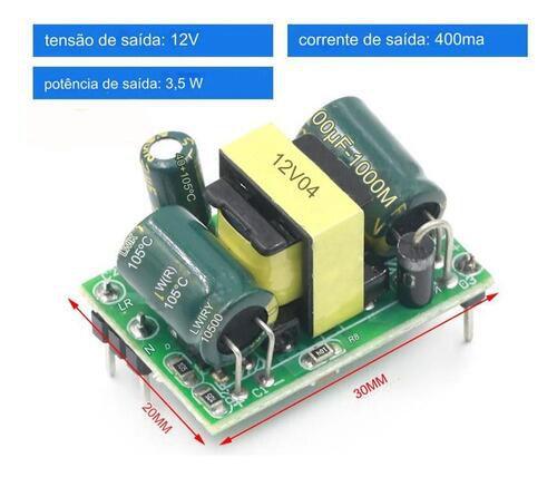 Imagem de Modulo Mini Fonte 12v 400ma Ac Dc Pic, Esp8266, Automação