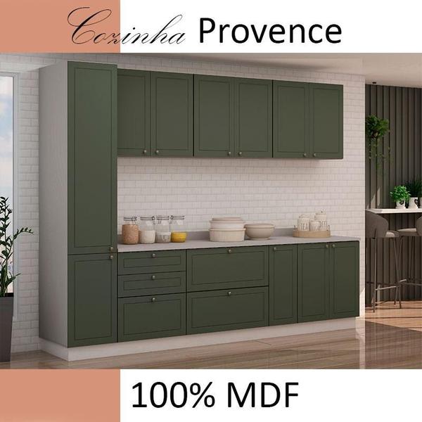 Imagem de Módulo Paneleiro 40cm 2 Portas Com Pés 100% MDF Cozinha Modulada Provence Robel Fendi/Salvia