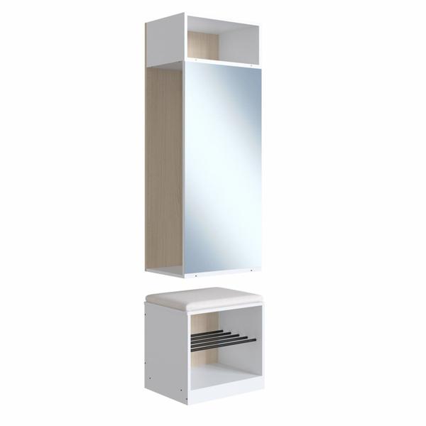 Imagem de Módulo para Closet Organizador com Cabideiro Espelhado e Banco com Rodízios Flow Be Mobiliário