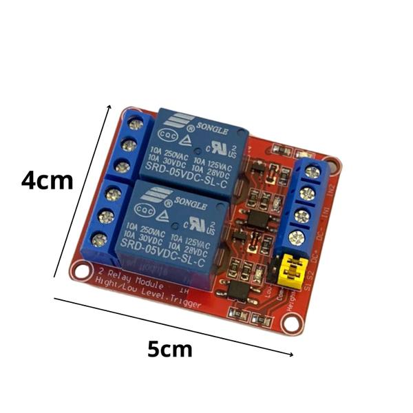 Imagem de Modulo Rele 5V 10A 2 Canais Com Borne KRE