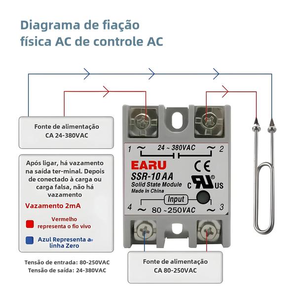 Imagem de Módulo Relé de Estado Sólido SSR - Alta Corrente (10A a 100A) para Controle PID e DD de Temperatura