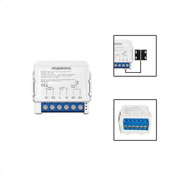 Imagem de Módulo Relé Pulso Para Garagem Portão Sensor Abertura Wi-Fi