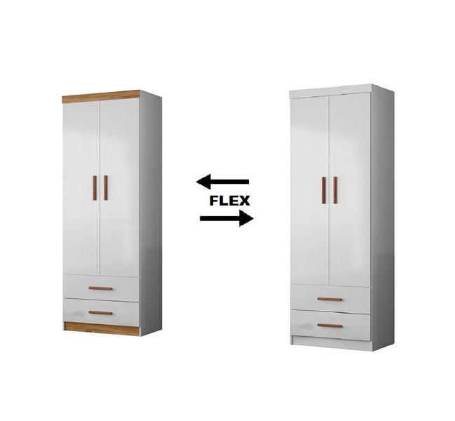 Imagem de Módulo Roupeiro Ônix 2 Portas 3 Gavetas e Cabideiro Flex Nature Branco - Peternella 