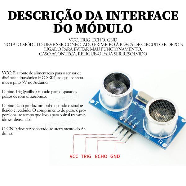 Imagem de Módulo Sensor Distância Ultrassônico Hc-sr04 Para Arduino