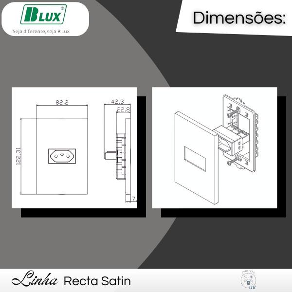 Imagem de Módulo Tomada 10A Recta Satin Black - B.Lux