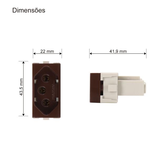 Imagem de Módulo Tomada 20A 2P+T  Sleek Marrom Brilhante Margirius