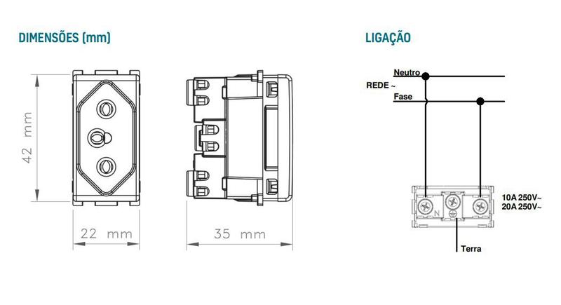 Imagem de Modulo tomada 2p+t 20a/250v vermelha giz liz lux tablet tramontina