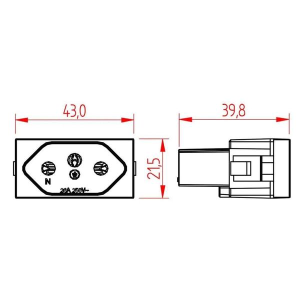 Imagem de Módulo Tomada 2P+T Vermelha 20A Petra Mec-Tronic Unidade